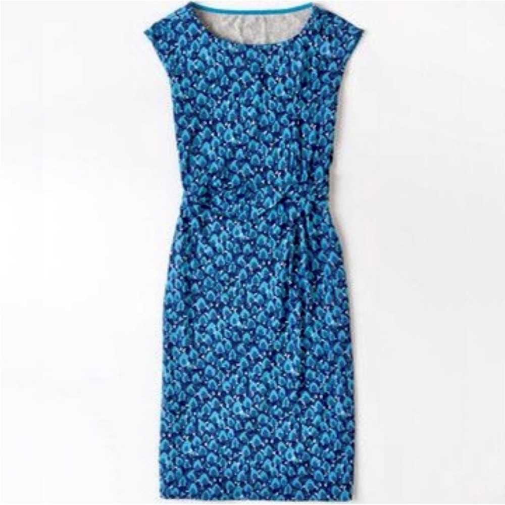 Boden Darcey Twist Front Sheath Knee Length Stretch Jersey Dress